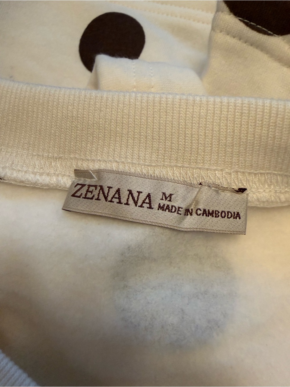NWOT Zenana Polka Dot Lounge Set - Cream & Brown Sweatshirt Shorts 2-Piece - Picture 5 of 10